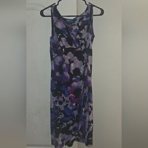 Ralph Lauren Purple and Black Floral Midi Dress